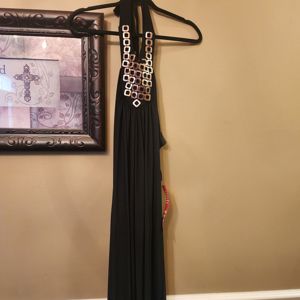 Forever 21 Black Maxi Dress with Silver Details